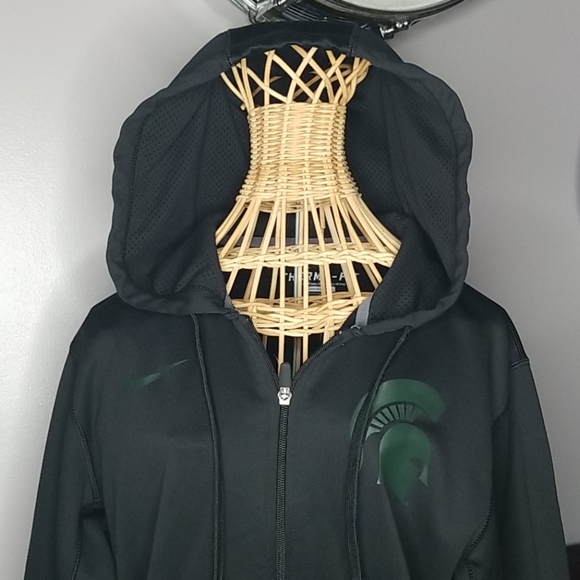 Nike Therma-Fit Michigan State University Small Black and Green Zip Up Hoodie - Picture 2 of 5